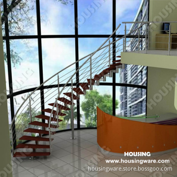 Newest Design Cable Balustrade Stair with Curved Style